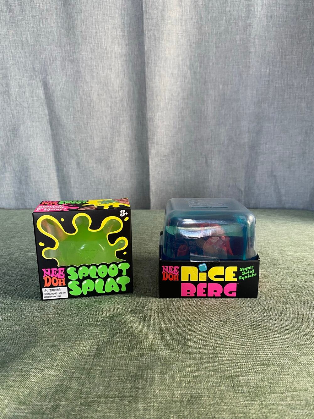 NeeDoh Stress Ball Lot: Sploot Splat (Green) & Nice Berg (Blue) Fidget Toys NIB